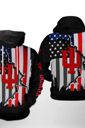Indiana Hoosiers NCAA US Flag Hoodie Genxprint