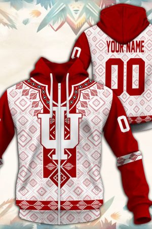 Indiana Hoosiers Native Tribal Custom Name And Number 3D printed Sweatshirt Hoodie Zipped Hoodie Genxprint