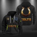 Indianapolis Colts Golden Logo NFL Quarter Zip Hoodie Genxprint