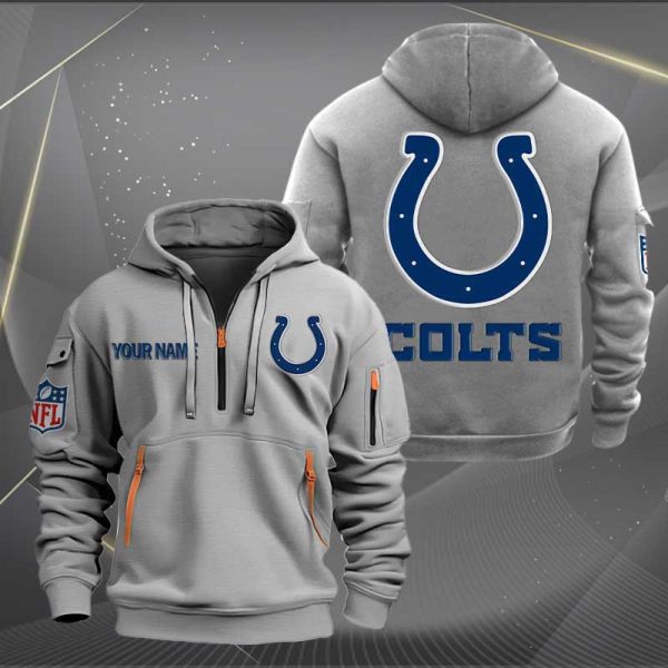 Indianapolis Colts Logo NFL Quarter Zip Hoodie Style Genxprint - Image 3