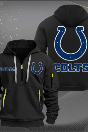 Indianapolis Colts Logo NFL Quarter Zip Hoodie Style Genxprint