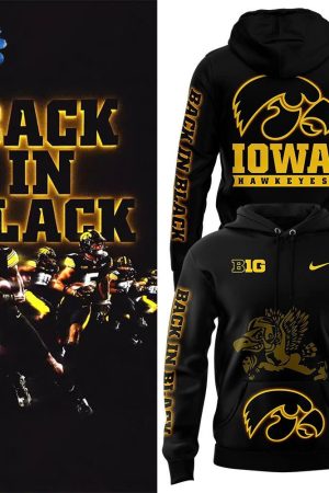 Iowa Hawkeyes Back In Black Hoodie Genxprint