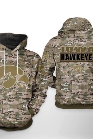 Iowa Hawkeyes NCAA Camo Veteran Hoodie Genxprint