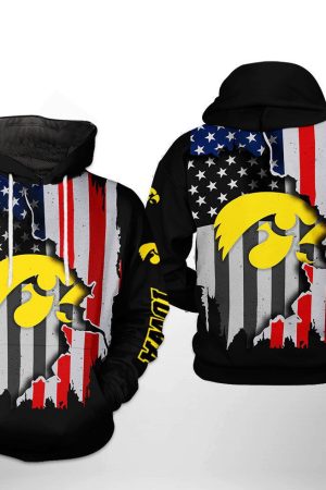 Iowa Hawkeyes NCAA US Flag Hoodie Genxprint
