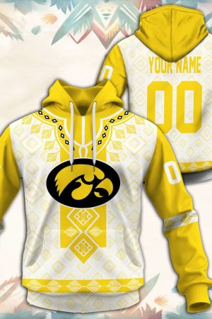 Iowa Hawkeyes Native Tribal Custom Name And Number 3D printed Sweatshirt Hoodie Zipped Hoodie Genxprint