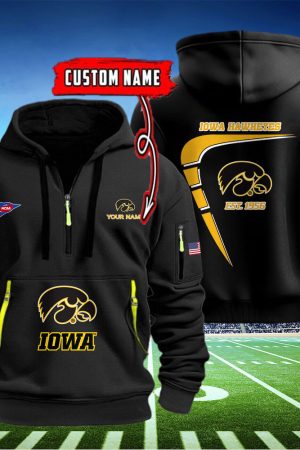 Iowa Hawkeyes Quarter Zip Hoodie Style Genxprint