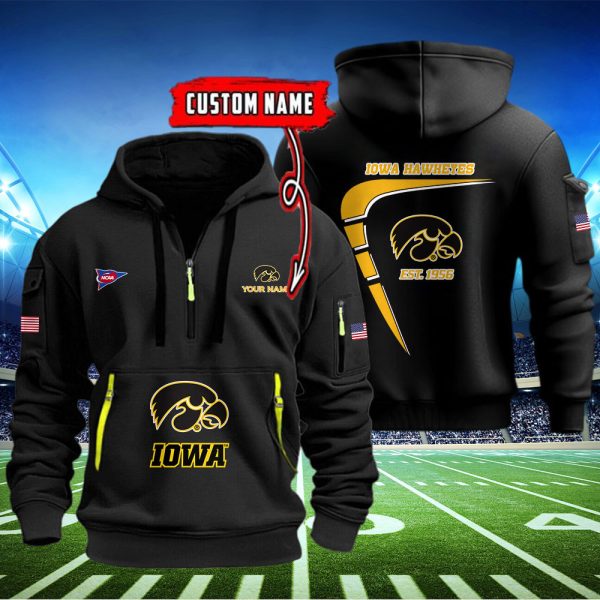 Iowa Hawkeyes Quarter Zip Hoodie Style Genxprint