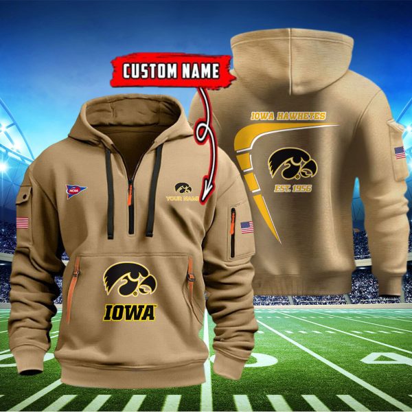Iowa Hawkeyes Quarter Zip Hoodie Style Genxprint - Image 2