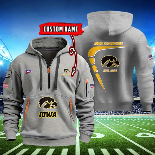 Iowa Hawkeyes Quarter Zip Hoodie Style Genxprint - Image 3
