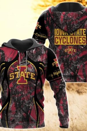 Iowa State Cyclones Camo Hunting 3D printed Sweatshirt Hoodie Zipped Hoodie Genxprint