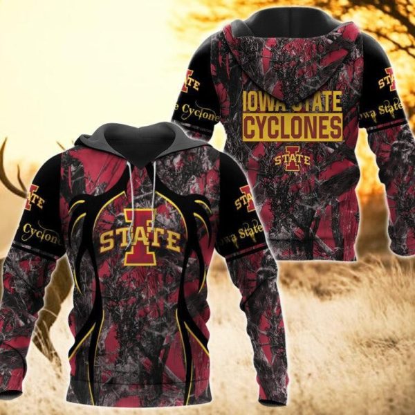 Iowa State Cyclones Camo Hunting 3D printed Sweatshirt Hoodie Zipped Hoodie Genxprint