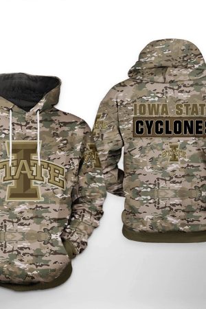 Iowa State Cyclones NCAA Camo Veteran Hoodie Genxprint