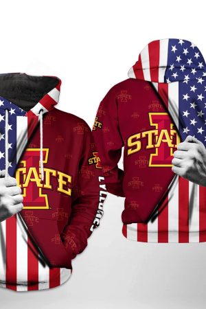 Iowa State Cyclones NCAA US Flag Hoodie Genxprint
