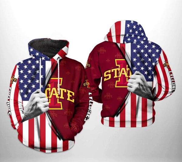 Iowa State Cyclones NCAA US Flag Hoodie Genxprint