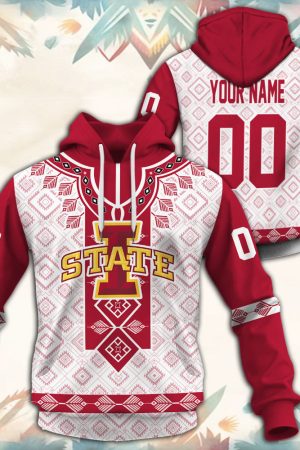 Iowa State Cyclones Native Tribal Custom Name And Number 3D printed Sweatshirt Hoodie Zipped Hoodie Genxprint
