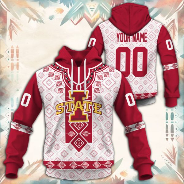 Iowa State Cyclones Native Tribal Custom Name And Number 3D printed Sweatshirt Hoodie Zipped Hoodie Genxprint
