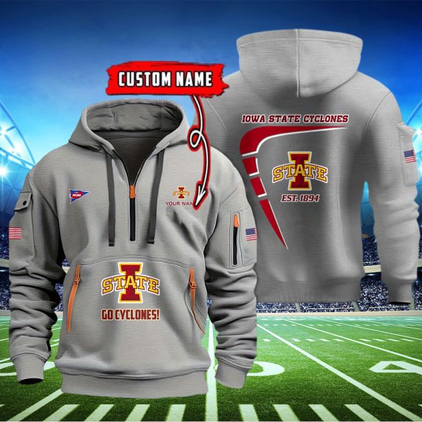 Iowa State Cyclones Quarter Zip Hoodie Genxprint - Image 3