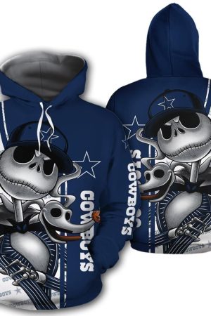 Jack Skellington And Zero Dallas Cowboys Hoodie Zip Hoodie Genxprint