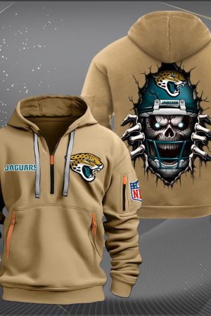 Jacksonville Jaguars Football Player Skull Quarter Zip Hoodie Genxprint