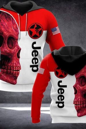 Jeep Lover Gift Jeep Sugar Skull Red All Over Print Hoodie Genxprint