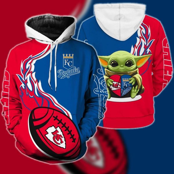 Kansas City Chiefs And KC Royals NFL Football Team Hoodie Genxprint