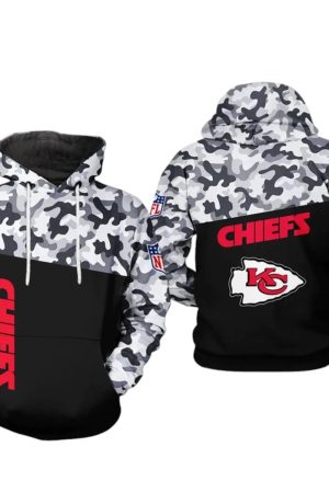 Kansas City Chiefs Army Camo V1 NFL Football Team Hoodie Genxprint