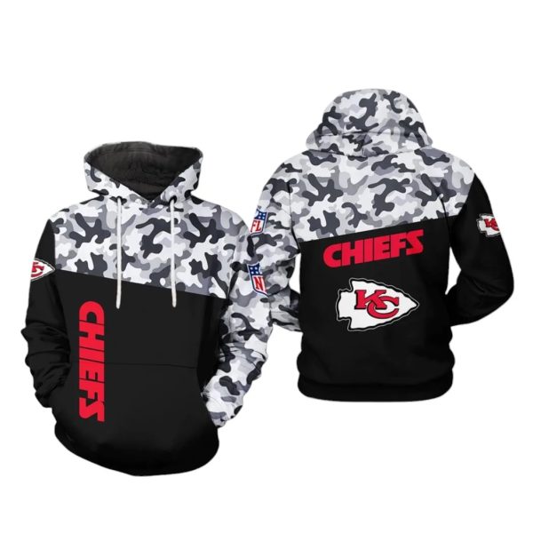 Kansas City Chiefs Army Camo V1 NFL Football Team Hoodie Genxprint