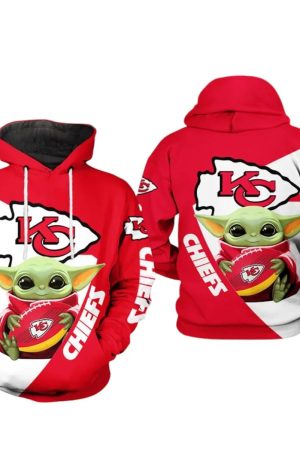 Kansas City Chiefs Baby Yoda NFL Football Team Hoodie Genxprint