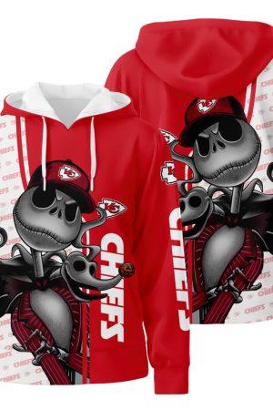 Kansas City Chiefs Jack Skeleton Skull 3D All Over Print Hoodie Zip-Up Hoodie Genxprint