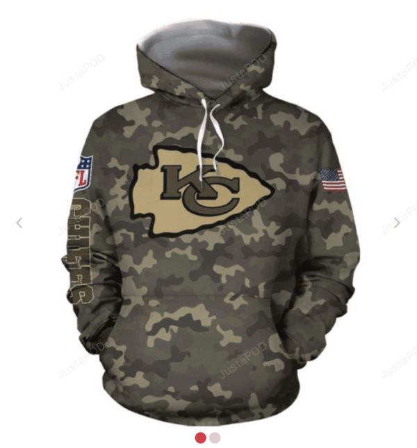 Kansas City Chiefs NFL Camo Hoodie Zip Hoodie Genxprint