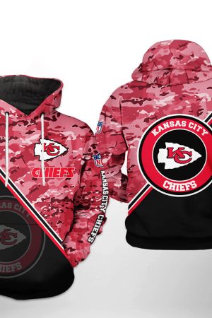 Kansas City Chiefs NFL Camo Team Hoodie Zip Hoodie Genxprint