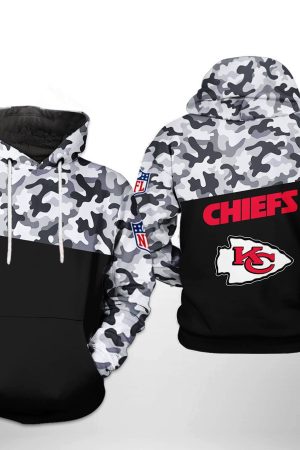 Kansas City Chiefs NFL Camo Veteran Team Hoodie Zip Hoodie Genxprint