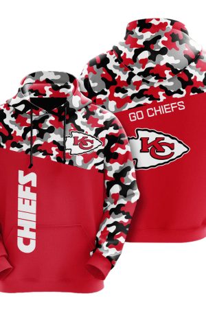 Kansas City Chiefs Red Camo NFL Football Team Hoodie Genxprint