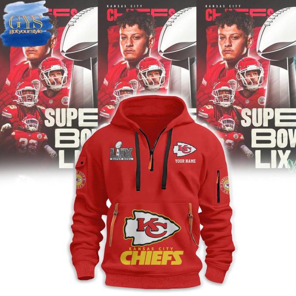 Kansas City Chiefs Super Bowl LIX Quarter Zip Hoodie Genxprint