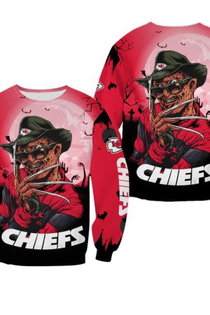 Kansas City Chiefs feat Freddy Krueger Horror Movie Hoodie Genxprint