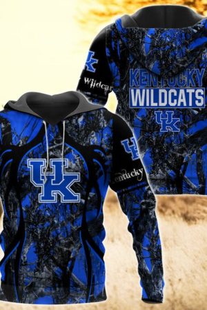 Kentucky Wildcats Camo Hunting 3D printed Sweatshirt Hoodie Zipped Hoodie Genxprint
