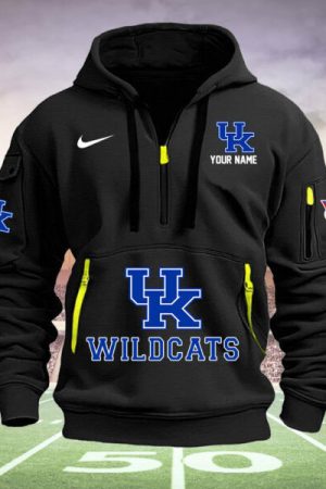 Kentucky Wildcats Quarter Zip Hoodie Style Genxprint