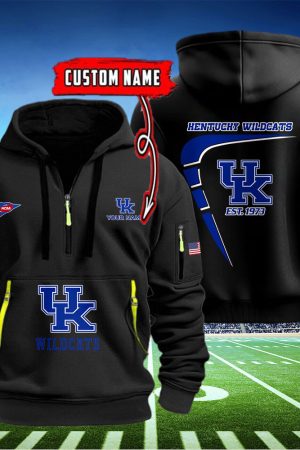 Kentucky Wildcats Quarter Zip Hoodie Style Genxprint