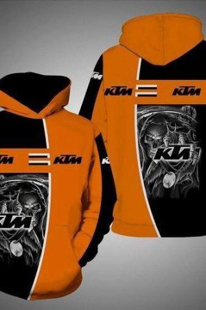 Ktm Racing Team Sports Skull Hold Ktm Logo All Over Print Hoodie Genxprint