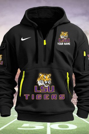LSU TIGERS Quarter Zip Hoodie Genxprint