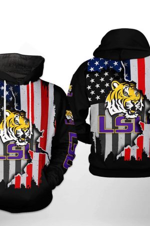 LSU Tigers NCAA US Flag Hoodie Genxprint