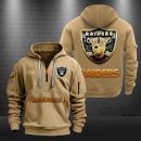 Las Vegas Raiders Golden Logo NFL Quarter Zip Hoodie Genxprint