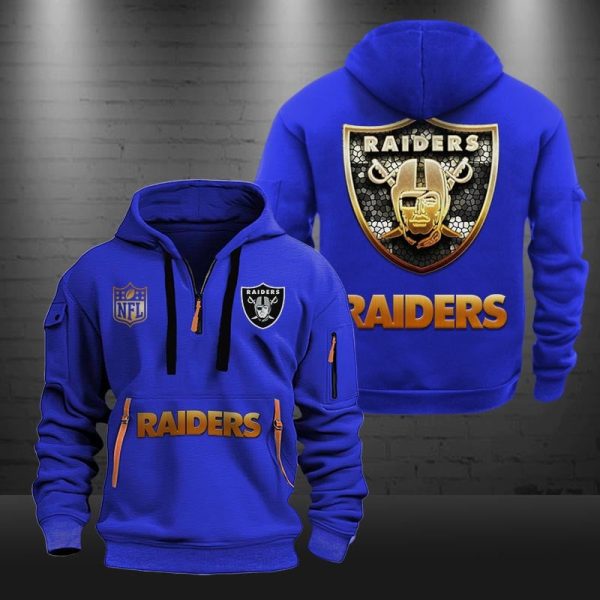 Las Vegas Raiders Golden Logo NFL Quarter Zip Hoodie Genxprint - Image 5