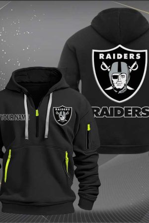 Las Vegas Raiders Logo NFL Quarter Zip Hoodie Style Genxprint