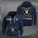 Las Vegas Raiders Monster Scratch 2 Logo NFL Quarter Zip Hoodie Genxprint