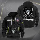 Las Vegas Raiders Monster Scratch 2 Logo NFL Quarter Zip Hoodie Genxprint