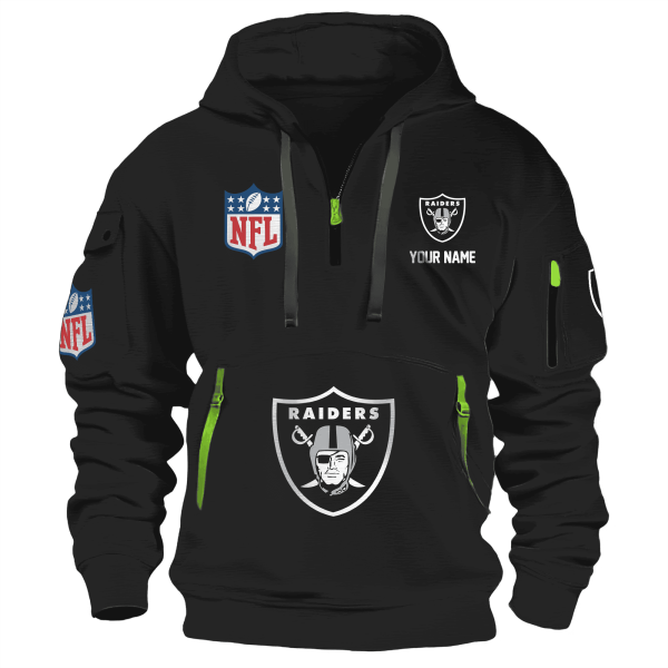 Las Vegas Raiders Premium NFL Quarter Zip Hoodie Genxprint - Image 2