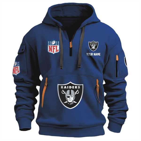 Las Vegas Raiders Premium NFL Quarter Zip Hoodie Genxprint - Image 3