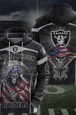 Las Vegas Raiders Skull Flat Usa Hoodie Genxprint