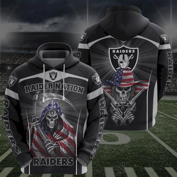 Las Vegas Raiders Skull Flat Usa Hoodie Genxprint